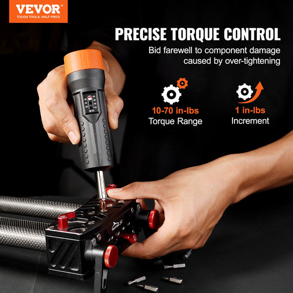 Drive Torque Screwdriver Wrench Set 10-70 In-lbs Torque Adjustment Range 1 In-lb Increment Torque Screwdriver Driver Bits Set With View Window, 12 Bits & Case, Magnetic Function