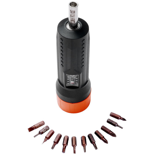 Drive Torque Screwdriver Wrench Set 10-70 In-lbs Torque Adjustment Range 1 In-lb Increment Torque Screwdriver Driver Bits Set With View Window, 12 Bits & Case, Magnetic Function
