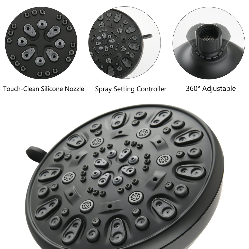Drill-Free Stainless Steel Slide Bar Combo Rain Showerhead 7-Setting Hand, Dual Shower Head Spa System