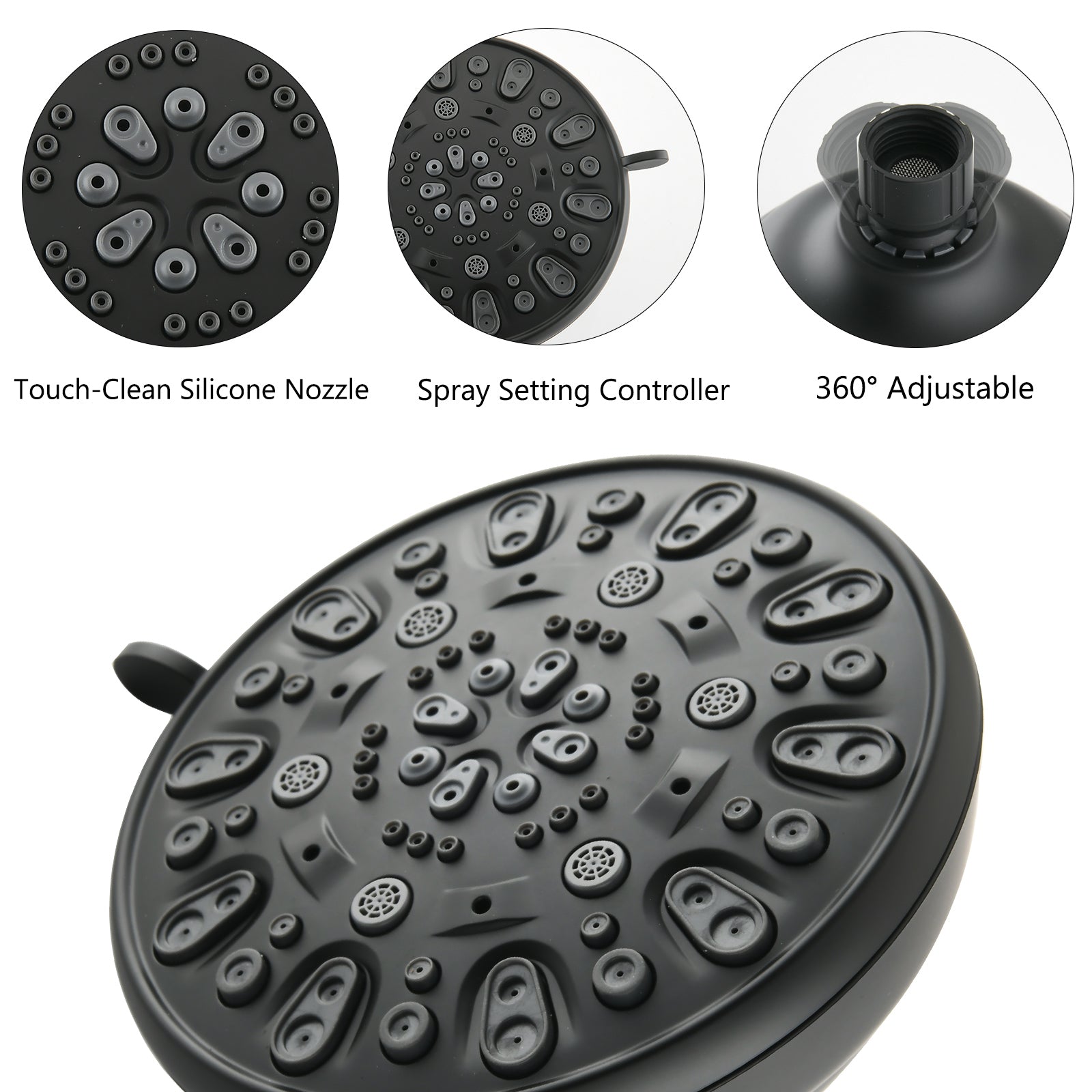 Drill-Free Stainless Steel Slide Bar Combo Rain Showerhead 7-Setting Hand, Dual Shower Head Spa System