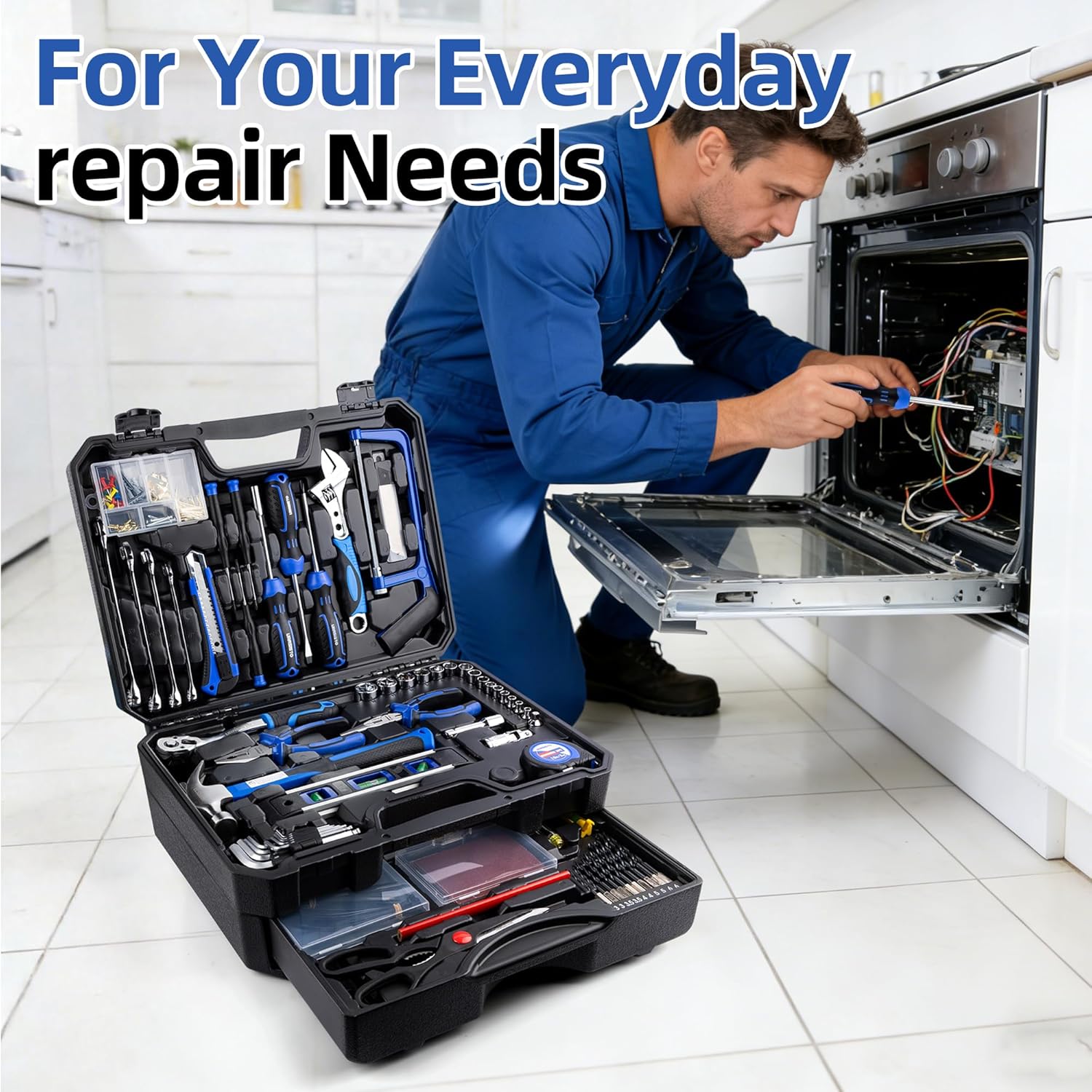 URASISTO 366 Piece Home Repair Tool Kit - Toolbox Closed